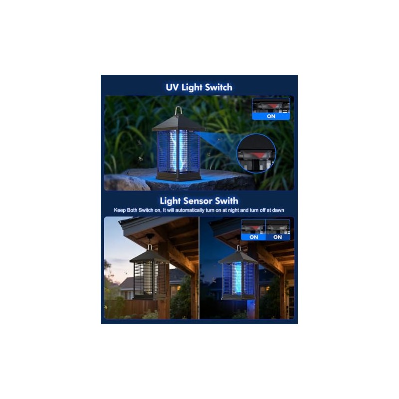 Bug Zapper Indoor & Outdoor with Auto Smart Light Sensor,