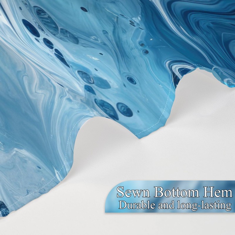 Sillsloso Blue Marble Shower Curtain for Bathroom Modern Ombre Abstract