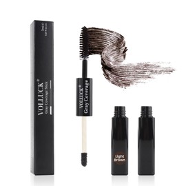 VOLLUCK Hair Mascara, Instant Grey Hair Cover for Women and Men, 2-in-1 Natural Root Colour for Concealing the Hairline for All Hair Types (Light Brown, 7 ml)
