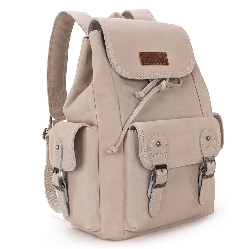 Wrangler Genuine Leather Backpack - Color: Beige