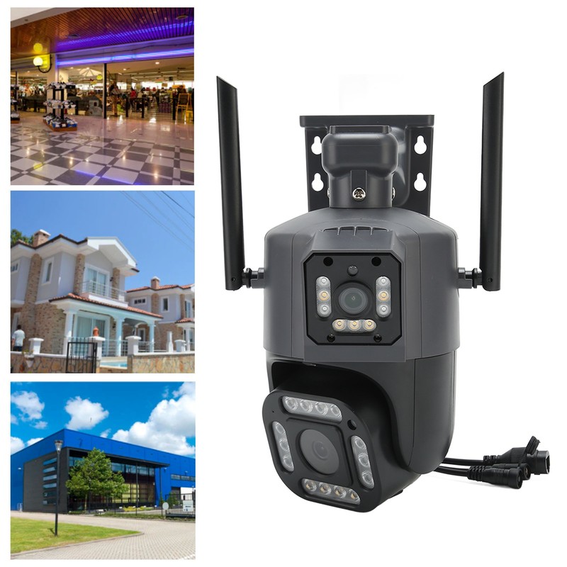 Smart Outdoor Camera 4MP Wireless Three Lens Remote Monitor Auto