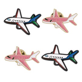 SHIDXIB 4Pcs Pink Flashing Airplane Metal Brooch Creative Aircraft Badge Pin Clothing Accessories Gift For Women
