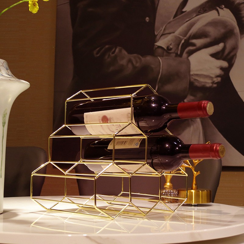 Tabletop Wine Rack 6 Bottle Wine Holder Modern Metal Wine