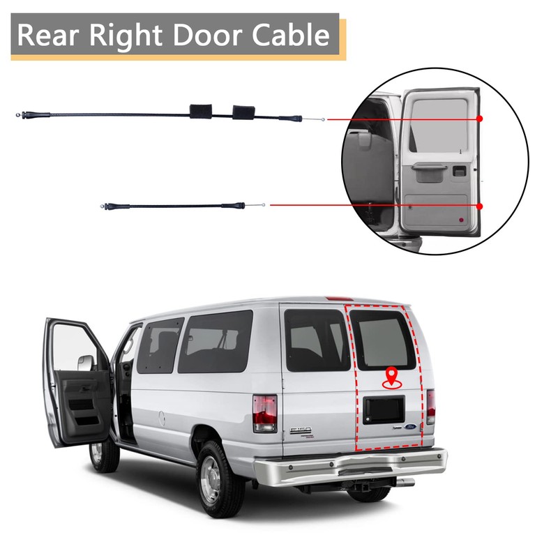 Rear Door Latch Cable Compatible for 1992-2014 Ford E150 E250