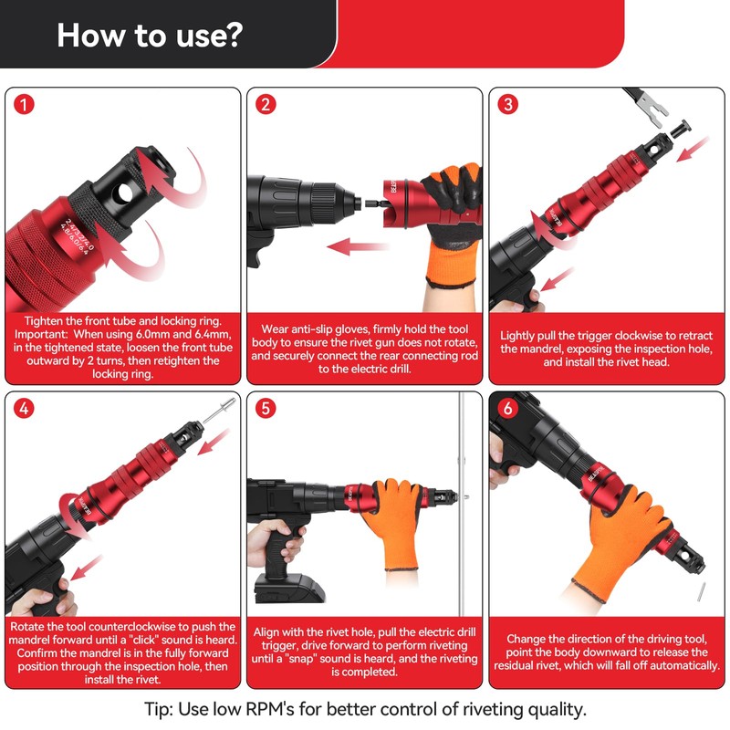 Beaspire Cordless Rivet Gun Adapter - Electric Rivet Drill Adapter