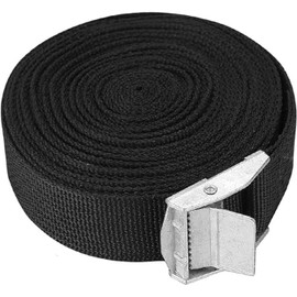 WADY Correa de Amarre para Coche de 2.5cm x 5m, Correa de Equipaje de Viaje, Correa de Trinquete Fuerte, Bolsa de Equipaje, Hebilla de Metal para Amarre de Carga para Coche, Camión (Negro)