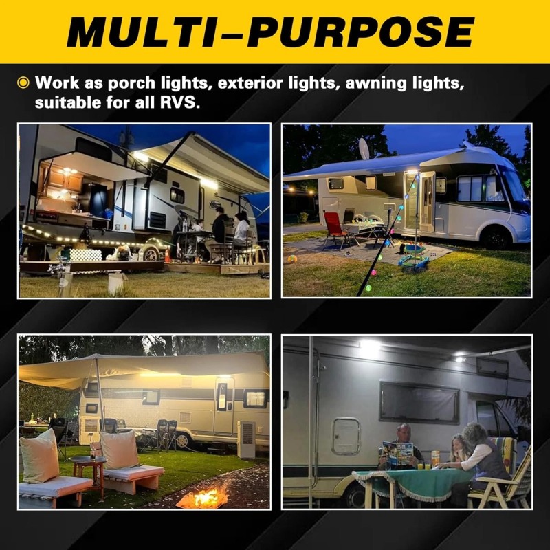 MICTUNING 1pc RV Porch Light, 9" Inch 54W 2000LM Camper