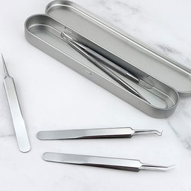 7 Piece Square Plug Tweezers, Tenless Precision Tweezers, Pore Care Kit, For Removing Blackheads, Corner Stopper, Comedo Pusher, Acne Care, Storage Case Included