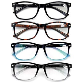 V.W.E. 4 Pairs Reading Glasses - Blue Light Blocking Readers for Women/Men (4 Pairs Assorted, 1.50)