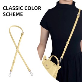 jiesinlov Cowhide Leather Bag Strap Conversion Kit Replacement Adjustable Crossbody Shoulder Strap for Le Pliage Pouch (Mini Light Yellow)