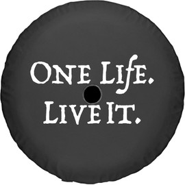 for Jeep Wrangler Spare Tire Cover Compatible with JL Sport & Sahara (2018-2025) 32-34 Inch, Thickened PVC Leather Waterproof Cover with Camera Cutout - Black One Life Live It Design