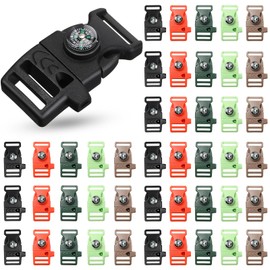 Jexine 50 Pcs Compass Buckle Clips Plastic Paracord Buckles Bracelets Accessories for Camping Travel Emergency Survival (Mixed Colors)