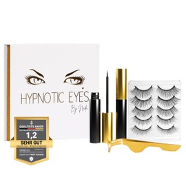 HYPNOTIC EYES Magnetic Eyelashes with Eyeliner, Set of 5 Pairs 3D Effect Natural Looking Eyelashes, 2 Tubes Eyeliner and a Plier, Magnetic Eyelashes Reusable