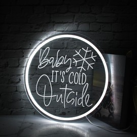 Baby It's Cold Outside Neon Sign For Winter Window Decor Led Baby Letters Neon Light Hanging Acrylic Night Light For Indoor Home Kids Room Bedroom Birthday Christmas Festival Decor (USB Power)