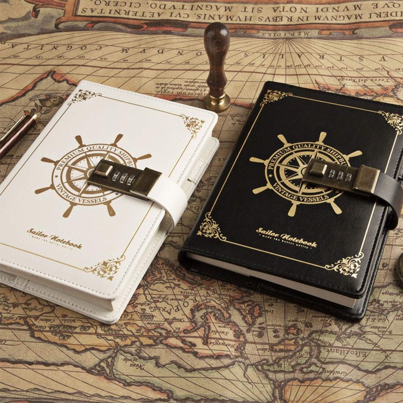 Notebook with Lock, B6 PU Leather Journal Diary with Pen