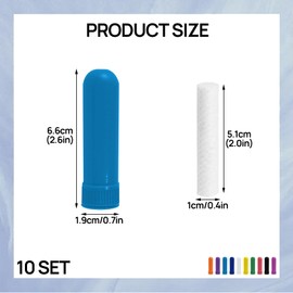 BOULESENM 10 Piece Essential Oil Inhaler Set, Portable Inhalation Tube, Empty Inhaler with Hygroscopic Wicks - Empty Plastic Inhalers for Travel, Office & Home