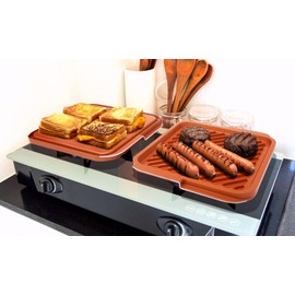 GOTHAM STEEL Grill Griddle Pan Nonstick Double Grill Griddle Pan, Brown Reversible with Ti-Cerama Coating, Perfect for BBQs and More – As Seen on TV