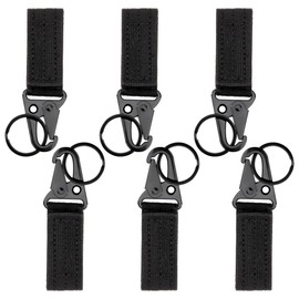 Tactical Hanging Keychain Belt Carabiner Key Hook Nylon Molle Webbing Hanging Buckle for Mountaineering Camping Hiking Pack of 6 (Black)