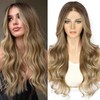 Sapphirwigs Ombre Lace Front Wig Light Brown Synthetic Body Wave