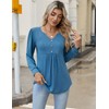 Zeagoo Womens Tops Casual Oversized Tshirts Pleated Henley V-Neck Shirts