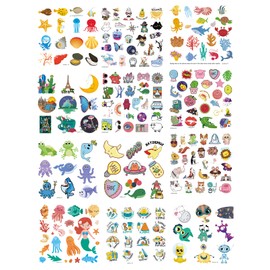 VERKSTAD12 Sheets Temporary Tattoos for Kids, 180+ Mixed Styles Waterproof Realistic Fake Tattoos Stickers Set for Girls and Boys, Marine Life Tattoos for Kids Birthday Party Christmas Gifts