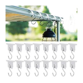 JNNJ Strip Hooks, Set of 16 RV Awning Hooks, Camping Awning Hooks, Accessories for Motorhome, Caravan, Christmas Party, Camping Tent, Indoor, Outdoor Decoration (White)