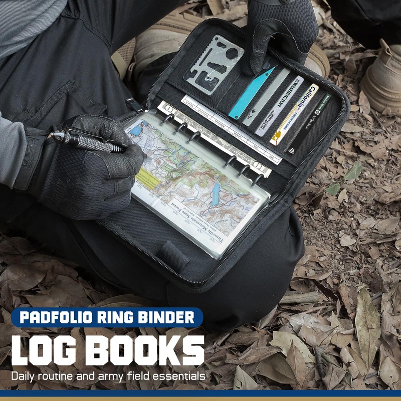 WYNEX Tactical Notebook Padfolio Ring Binder - Refillable 6-Ring A6