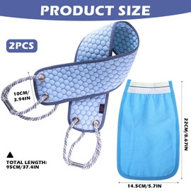 VEHYEGOI 1 Double-Sided Body Towel With Handle And 1 Bath Towel, Toiletries, Bath Towels, Bathroom Accessories, Bath Cleaning Tools