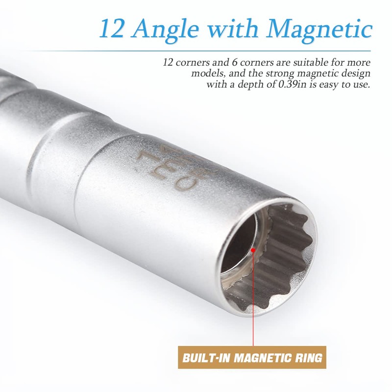 AUCELI Magnetic Spark Plug Socket, 14mm Thin Walled Swivel Socket