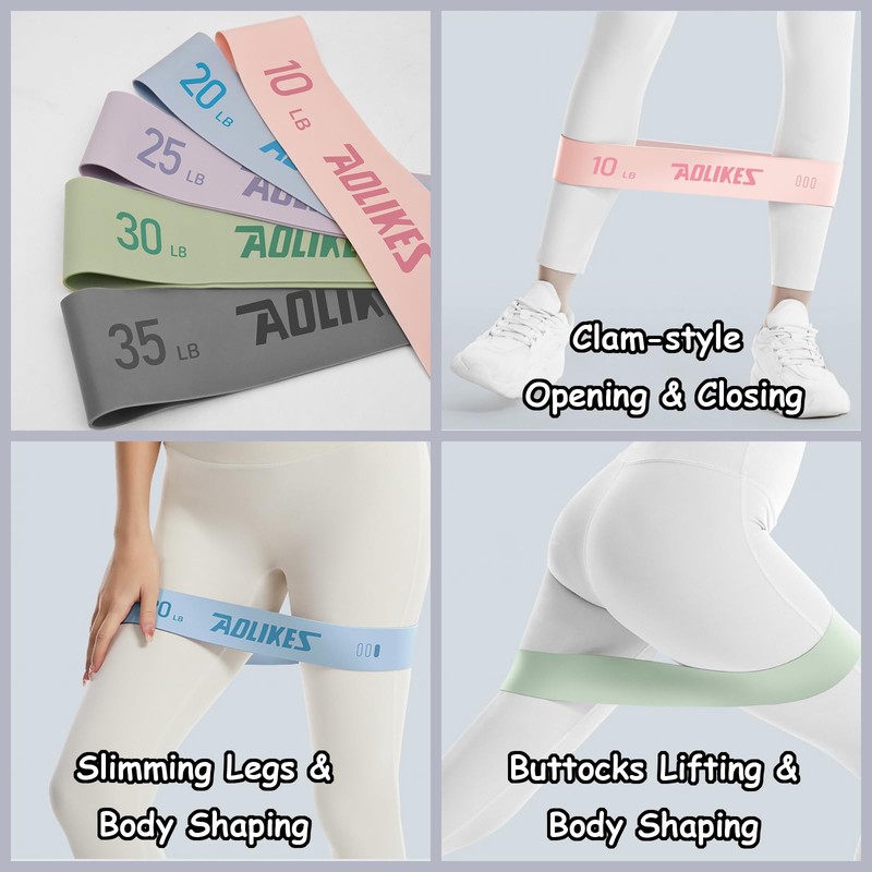 Taoluwin 5Pcs Resistance Bands Set, 10-35LB Exercise Bands with 5