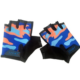 EurHouse Fingerless Kids Bike Gloves Anti-slip Half Finger Cycling Running Biking Mittens Girls Boys Children 4-12Y (Orange)