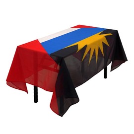 MSFHHA Country State Flag Tablecloth Fade-Resistant Washable National Flag Tablecloth, Suitable for Kitchen Dining Family Gatherings and Outdoor Events,59 Inches * 83 Inches. (Antigua)