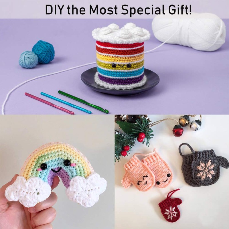 YAMEE 3X 100g Rainbow Wool Yarn Balls Chunky Knit Double