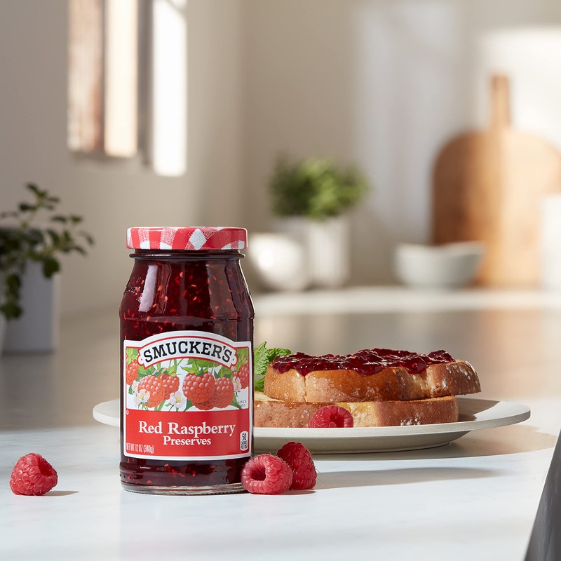 Smucker's Red Raspberry Preserves, 12 Ounces (Pack of 6)