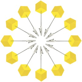 12 PCS Memo Holders with Wooden Base,Yellow Place Card Holders Standing Photo Memo Clips (30mm)