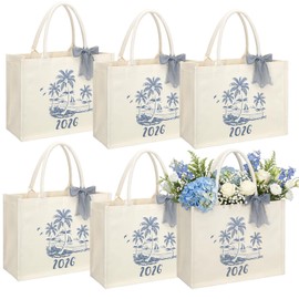 Sadnyy 6 Packs Bachelorette Beach Bags 2026 Wedding Welcome Party Favors 14.6'' x 10.6'' x 6'' Bridesmaid Tote Bags for Last Toast on the Coast Gifts Summer Beach Bridal Shower Coastal Party Supplies