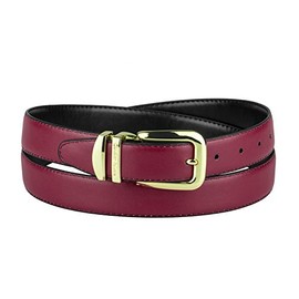 Concitor Reversible Belt Solid BURGUNDY Black Bonded Leather Gold-Tone Buckle 38