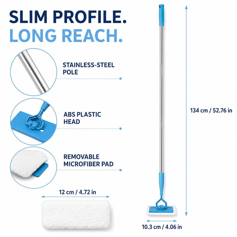 Skirting Board Cleaner Mop with Extendable Handle & Pads