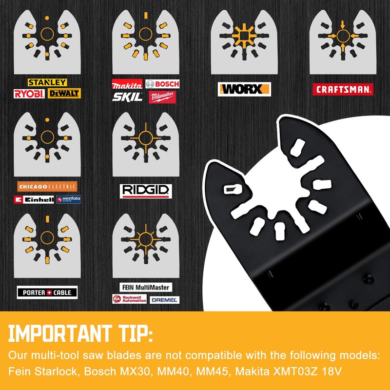 Yerbay 21-Piece Multitool Saw Blade Set, Wood Plastic Metal Accessories