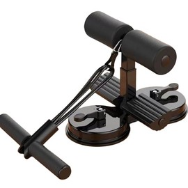 Homhut Sit Up Bar Floor, Portable Sit Up Exercise Equipment with 2 Strong Suction Cups and Adjustable Foot Holder, Abs Master Assistant Device for Home Workout with Massage Roller