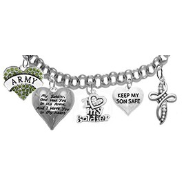 Cardinali Jewelry Army, My Soldier, God Has You in His Arms and I Have You in My Heart, Keep My Son Safe, Adjustable, Hypoallergenic Safe, No Nickel, Lead, Or Poisonous Cadmium