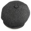 Hats of London Mens Newsboy Cap 8 Panel Grey Herringbone