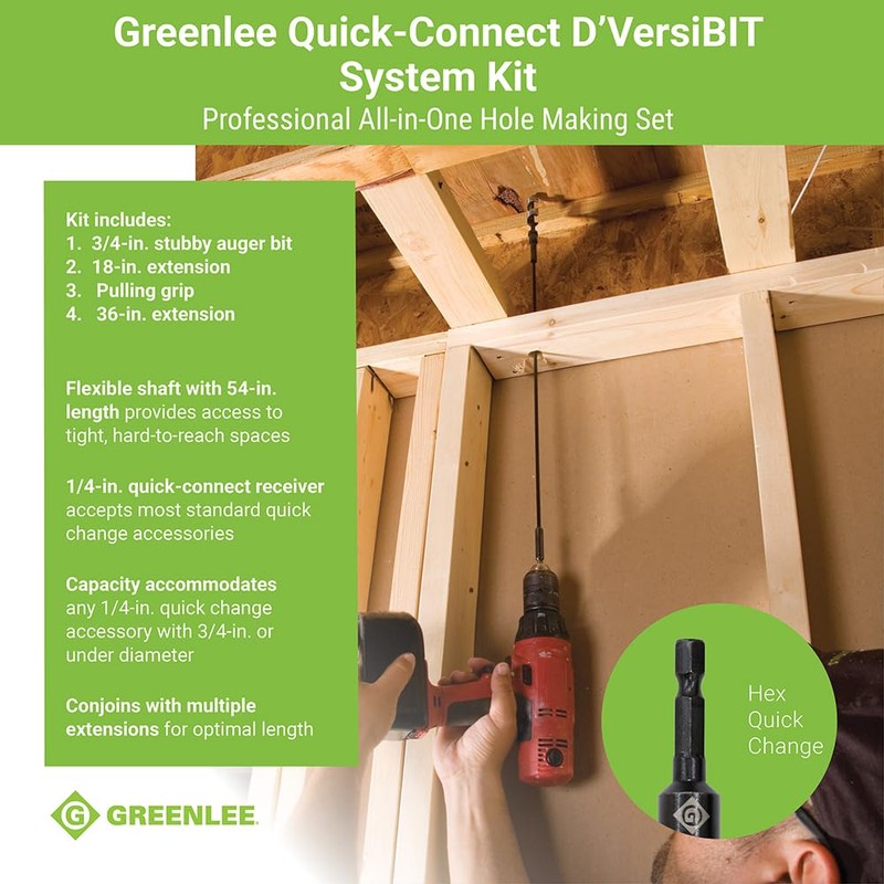 Greenlee 921 Quick Change D'VersiBIT 4-Piece Flexible Drill Extension Kit