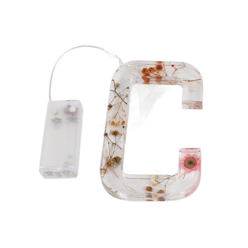 Floral Resin Letter Light Dry Flower and Alphabet Shape LED