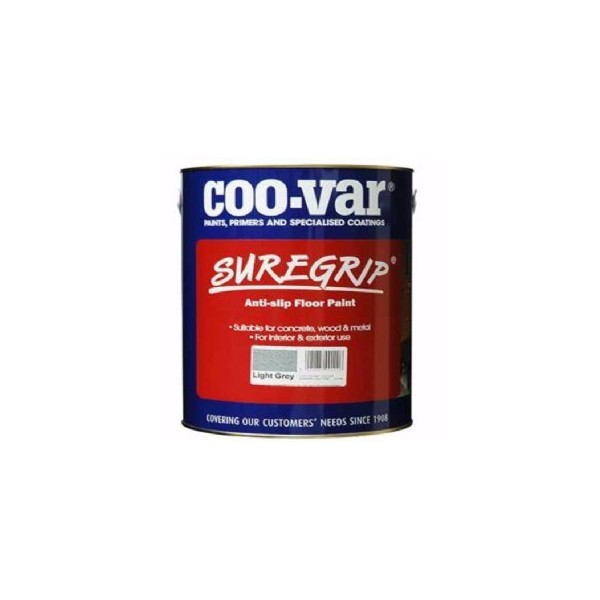 Coo-VAR SureGrip Non Slip Anti Slip Floor Paint for Concrete, Metal & Wood (5 Litre, Light Grey)