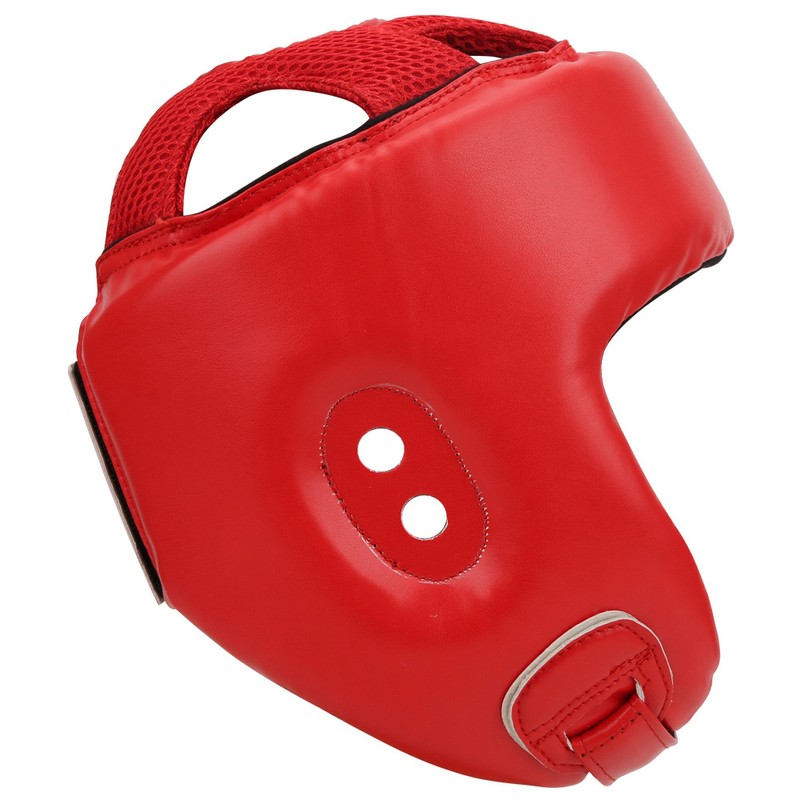 Boxing Helmet PU Leather Adjustable Head Guard Sanda Kickboxing Training