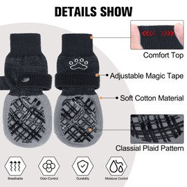 BEAUTYZOO Dog Socks to Prevent Licking for Hardwood Floors -Dog Boots Shoes for Small Medium Large Dogs -Double Side Grips Traction Control Anti Slip Socks for Puppy Doggie Senior Dog, Paw Protector