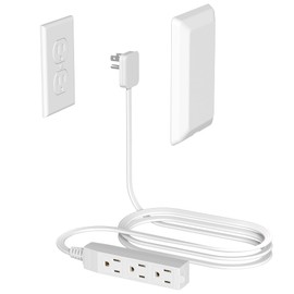 Flat Plug Power Strip Surge Protector, 3 AC Outlets, Ultra Thin Extension Cord, Multi Plug Outlet Extender for Home Office, Dorm Room Essentials for Girls and Boys (White, 5 ft)