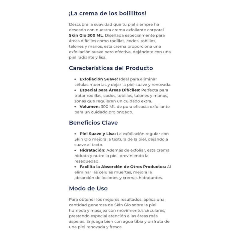 Crema Corporal Exfoliante Codos Rodillas Stanhome Skin-glo Piel Sensible