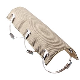 broyear 6"x12" Exhaust Heat Shield, Universal Pipe Heat Shield Protector for Automotive & Motorcycle, Titanium-color Basalt Fiber Heat Shield Wrap Kit with Clamps & Gloves